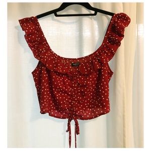 Red polka dot crop top